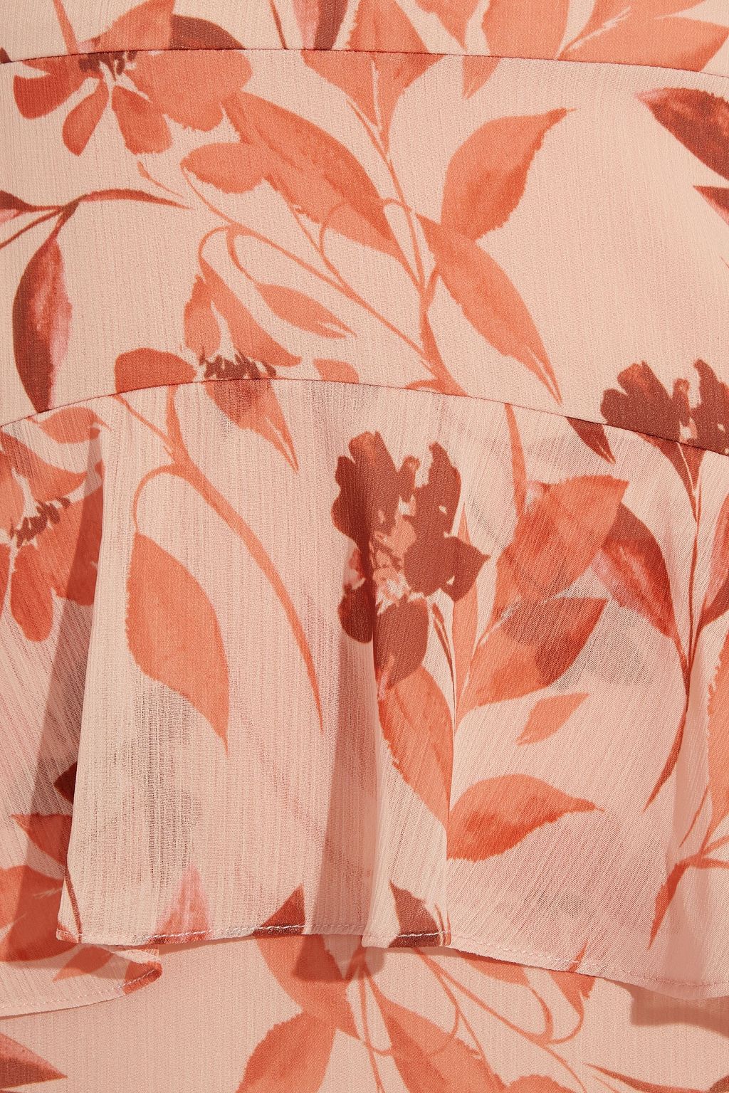 ML MONIQUE LHUILLIER Sienna Foliage tiered ruffled floral-print georgette maxi dress