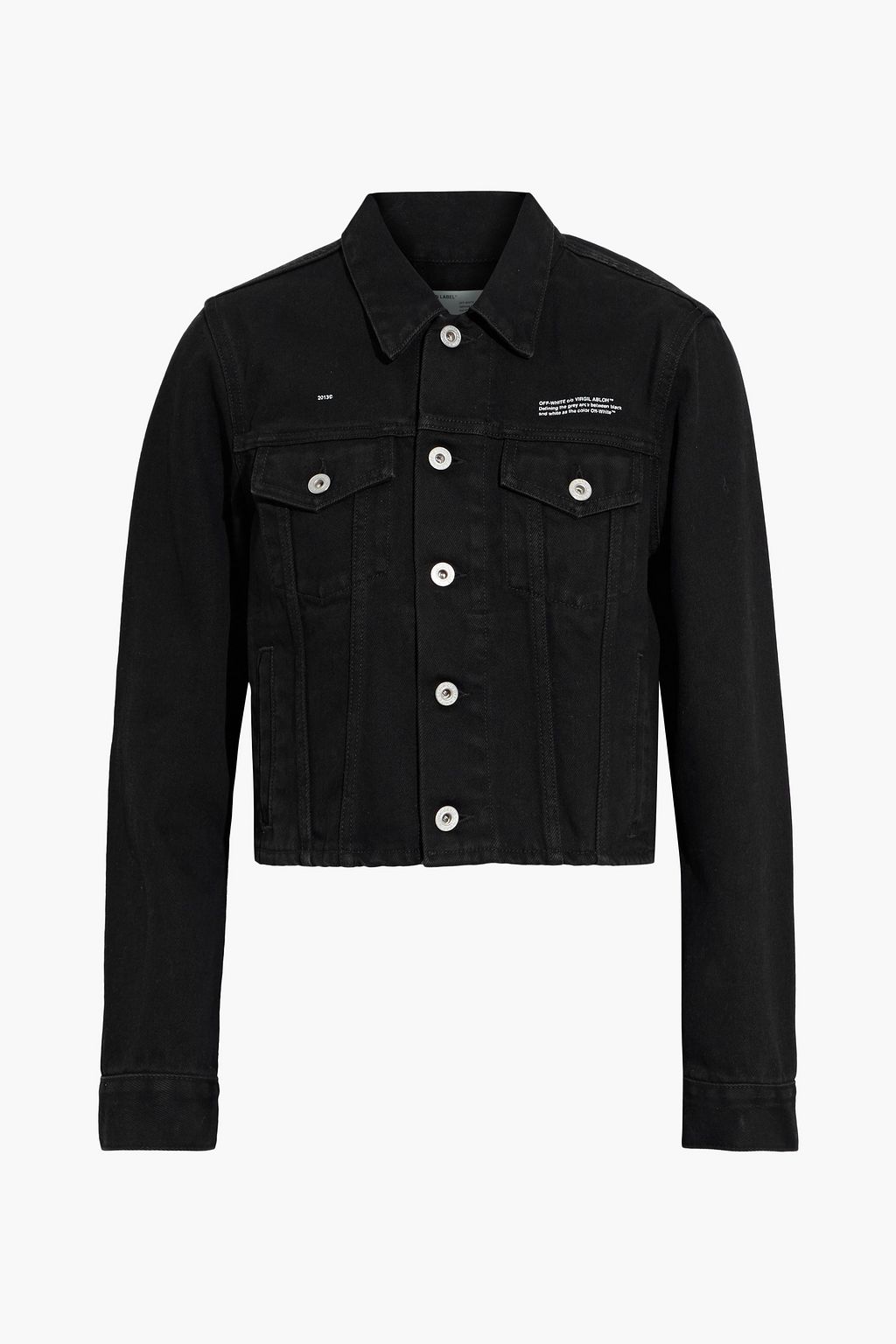 Black Cropped printed denim jacket 