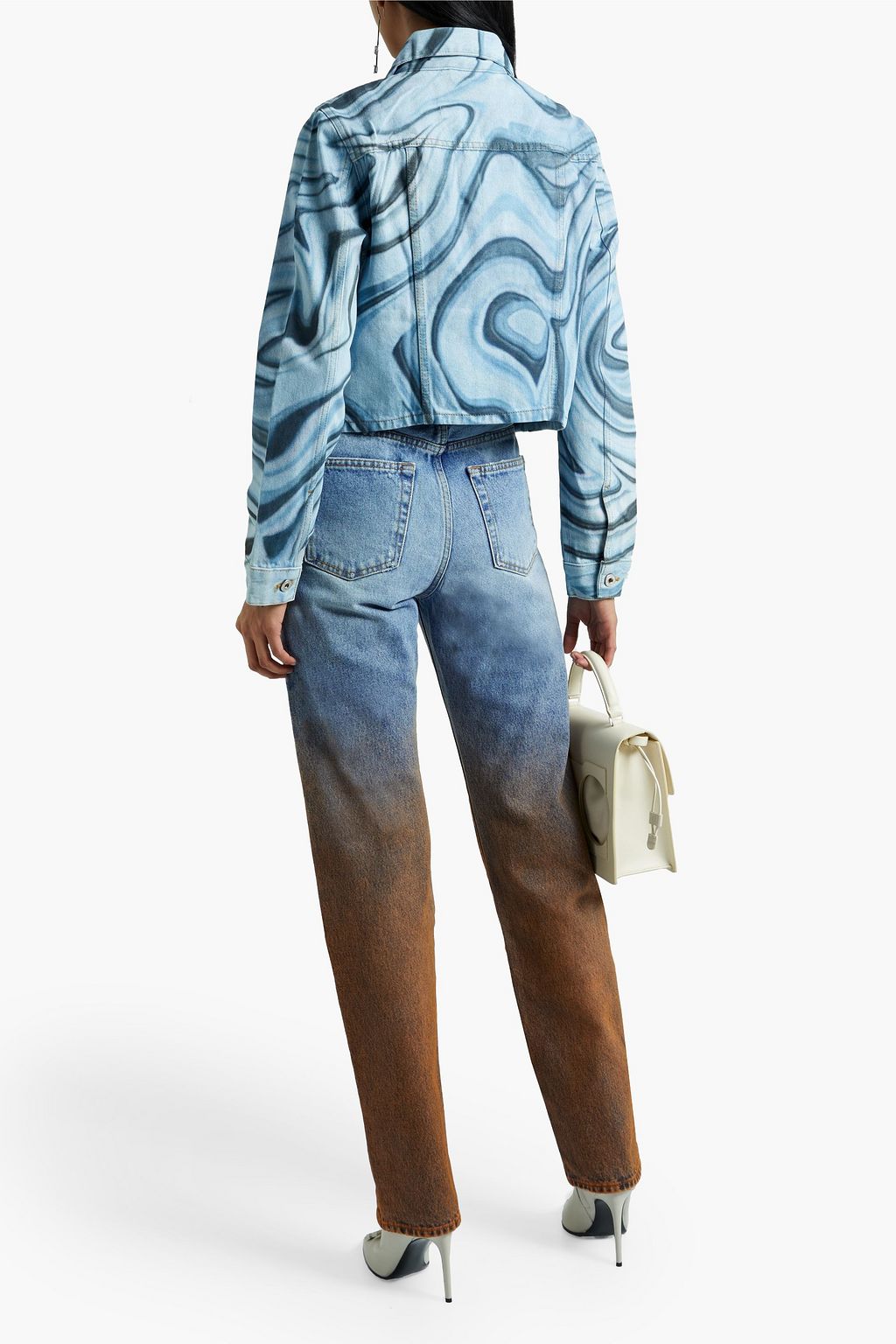 OFF-WHITE™ Distressed dégradé high-rise straight-leg jeans