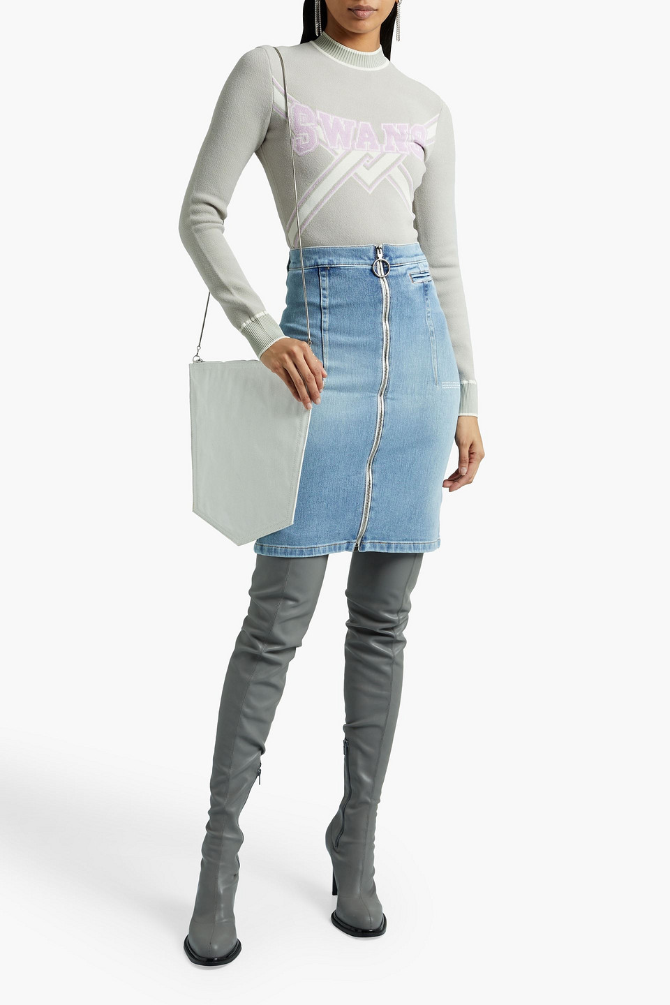 OFF-WHITE DENIM SKIRT,3074457345629413158