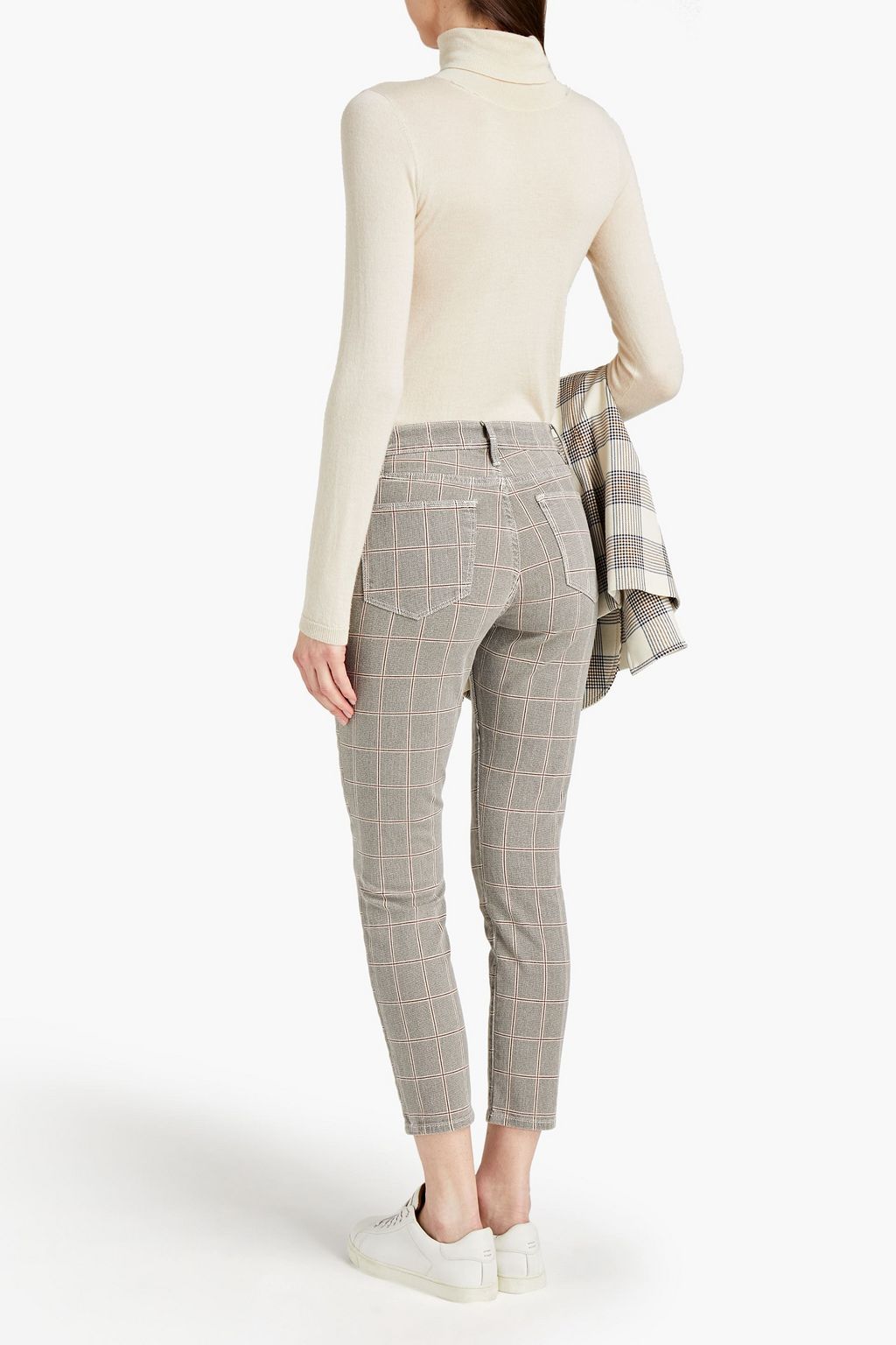 FRAME Le High Skinny checked cotton-blend twill skinny pants