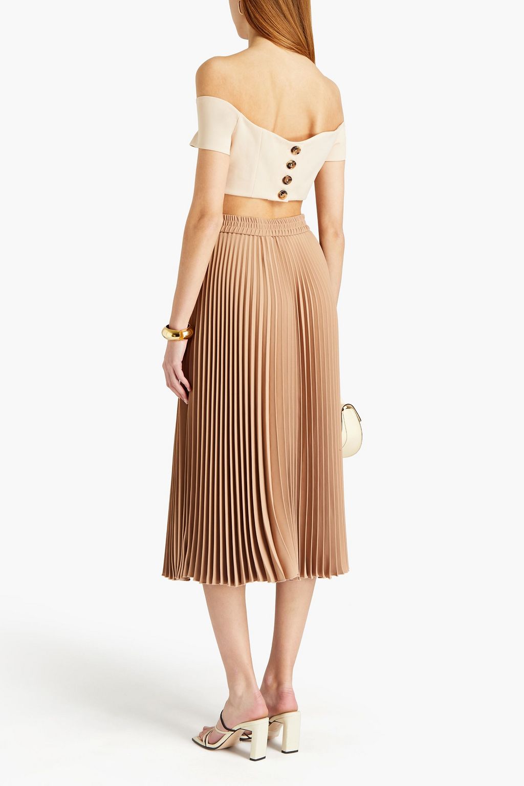 A.W.A.K.E. MODE Off-the-shoulder cropped crepe top