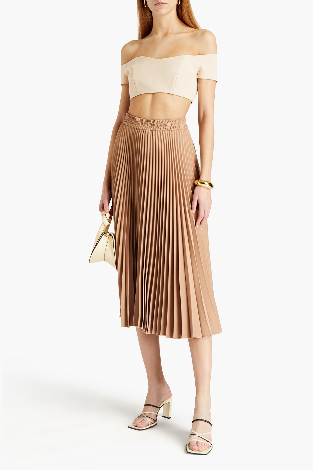 A.W.A.K.E. MODE Off-the-shoulder cropped crepe top