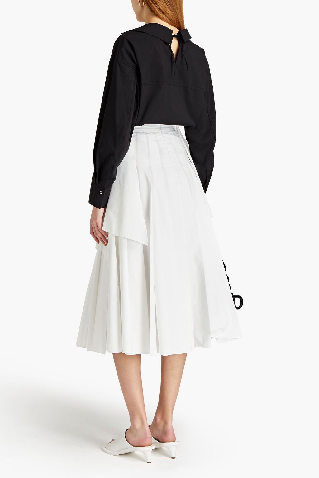 A.W.A.K.E. MODE Pleated draped poplin midi skirt