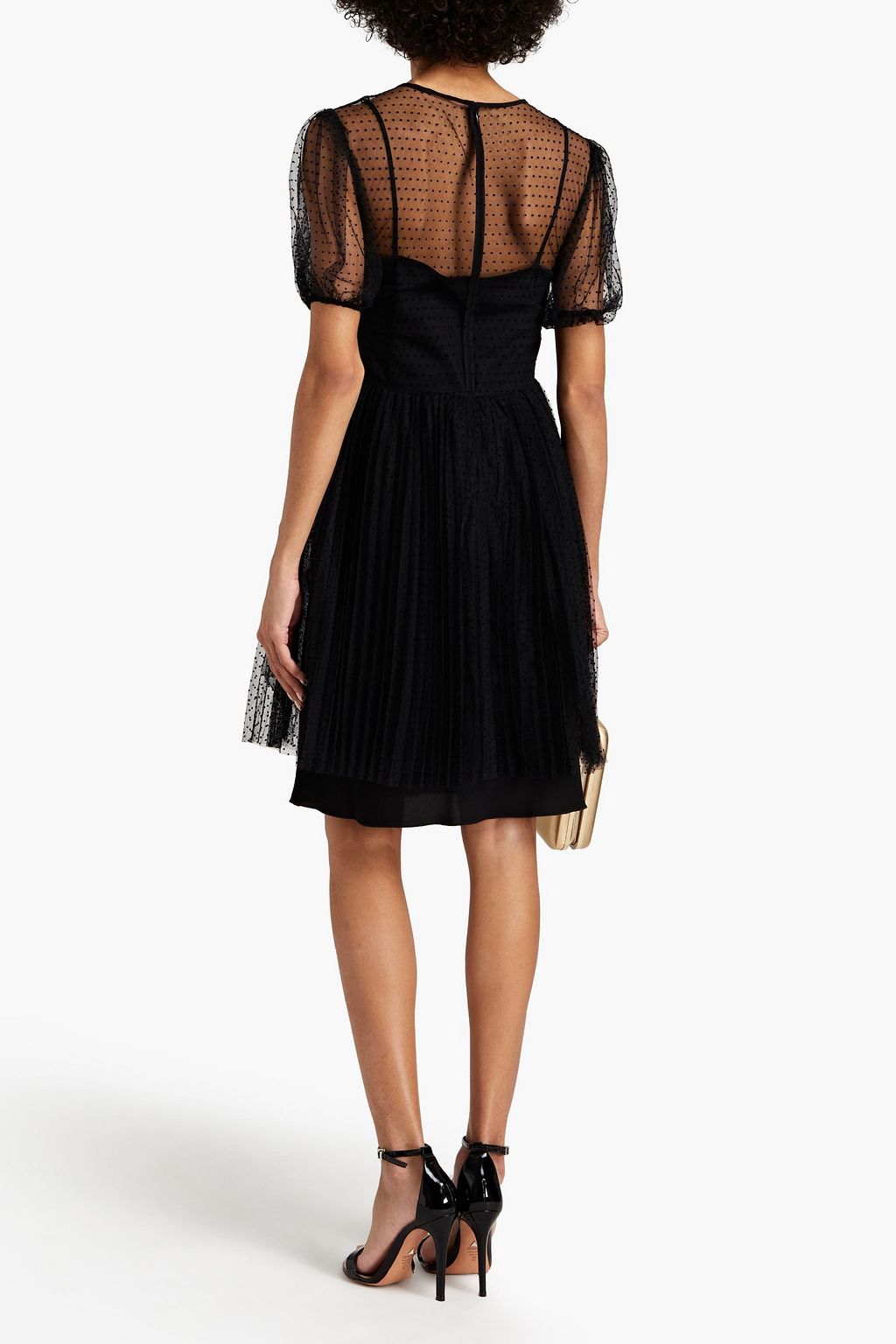 REDVALENTINO Bow-detailed flocked tulle mini dress