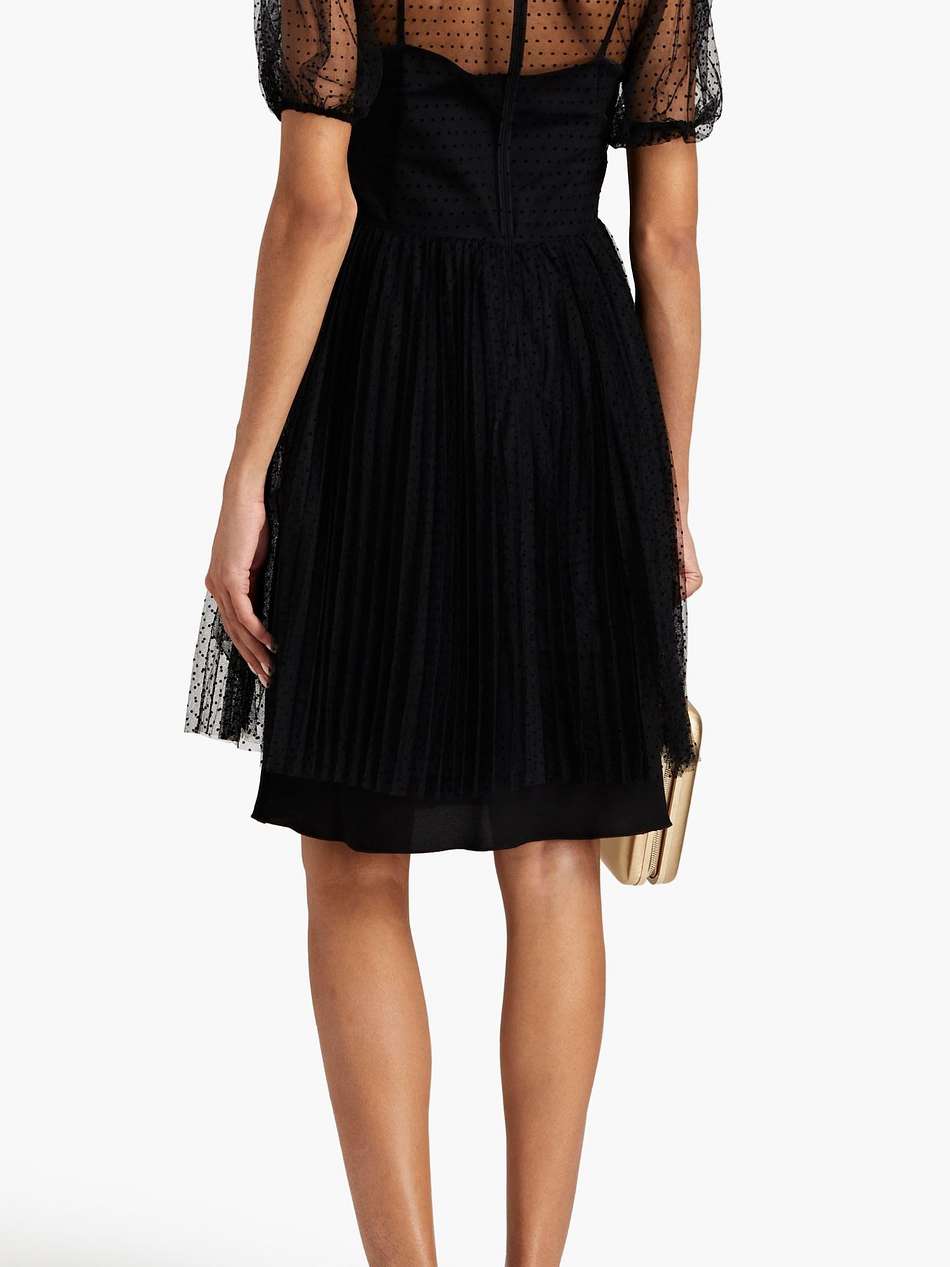 bow-detailed flocked tulle mini dress