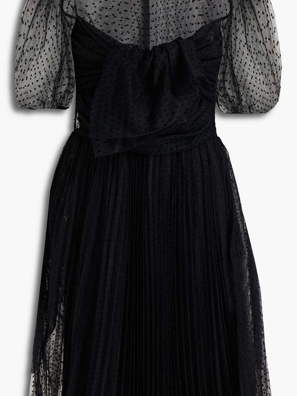 bow-detailed flocked tulle mini dress