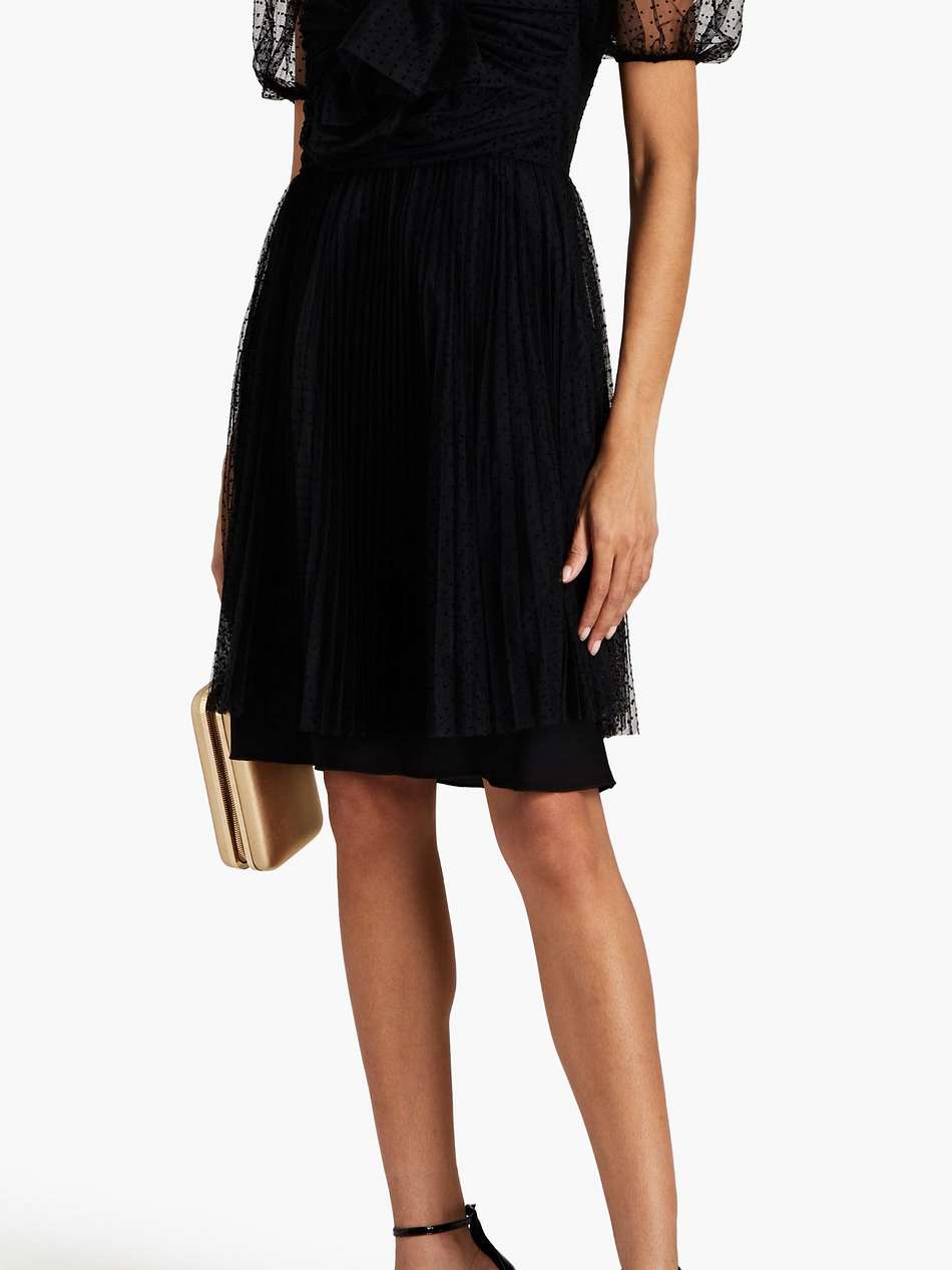 bow-detailed flocked tulle mini dress