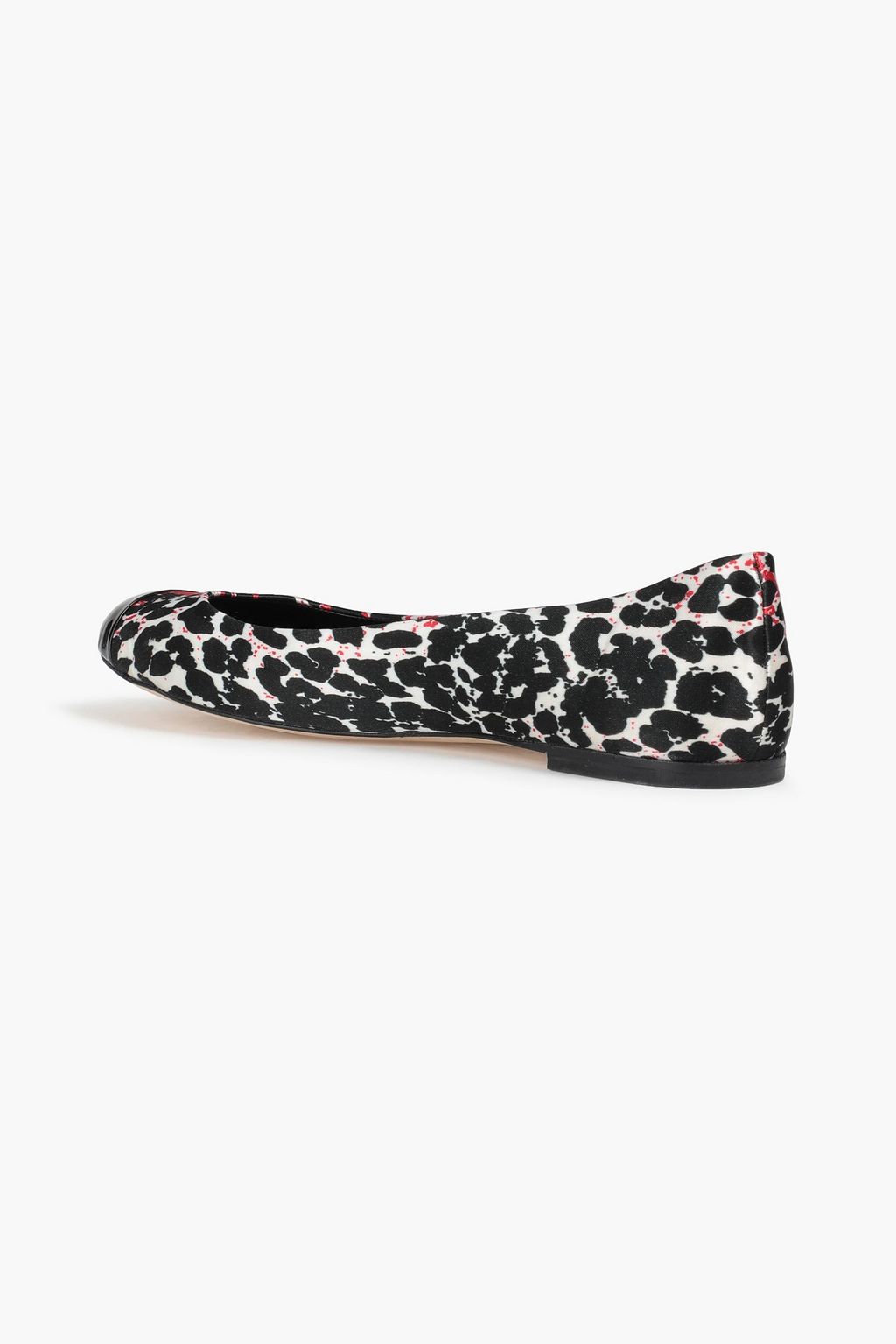 CASADEI Patent leather-trimmed leopard-print twill ballet flats