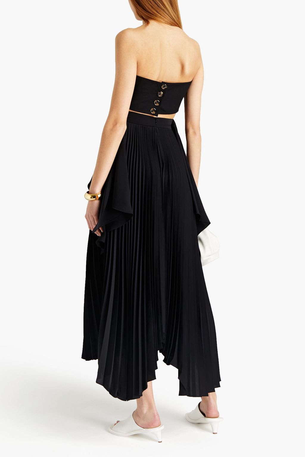 A.W.A.K.E. MODE Pleated draped twill midi skirt
