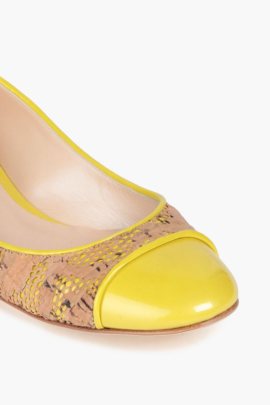 CASADEI Patent leathertrimmed cork ballet flats THE