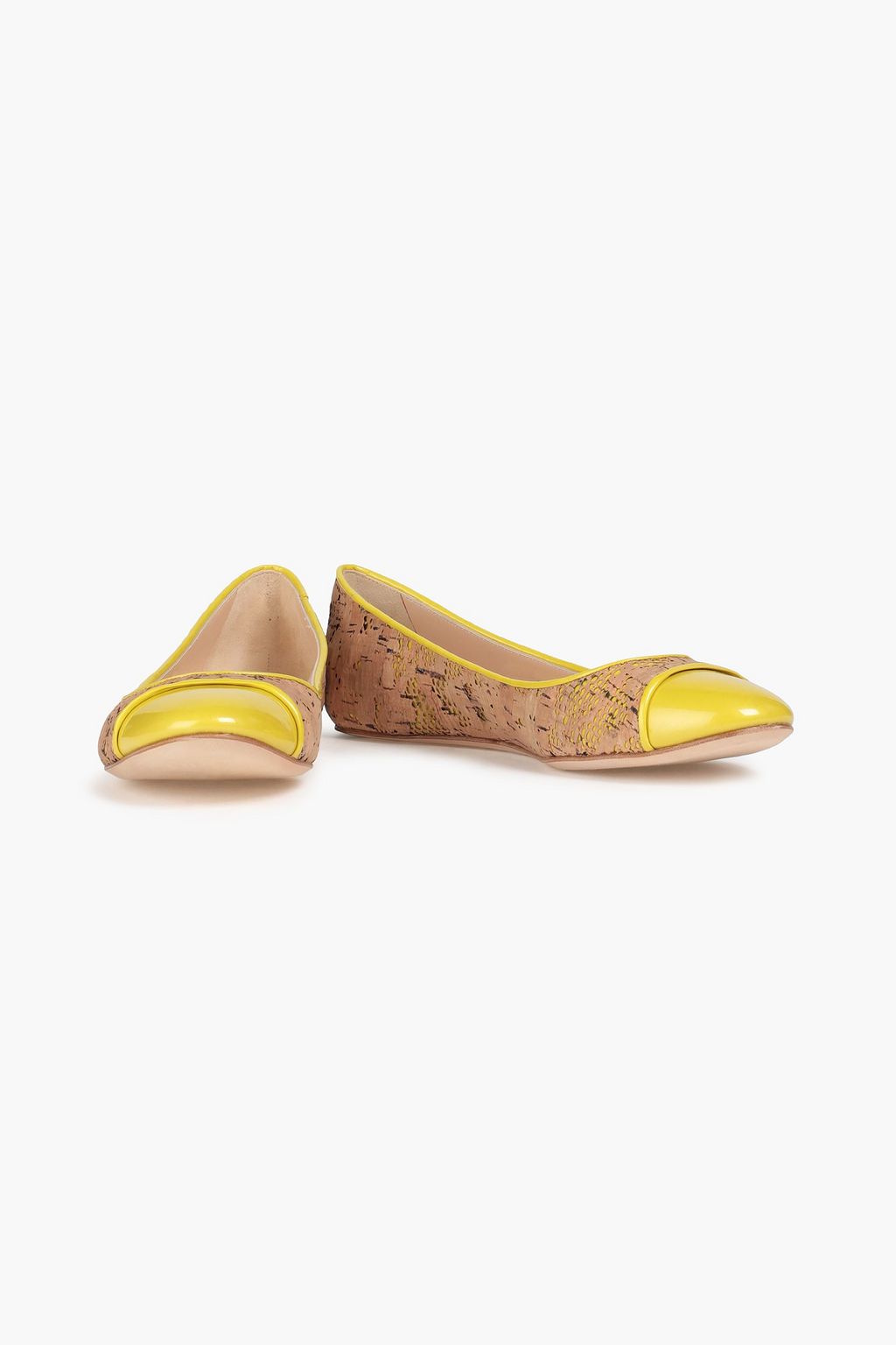 CASADEI Patent leathertrimmed cork ballet flats THE