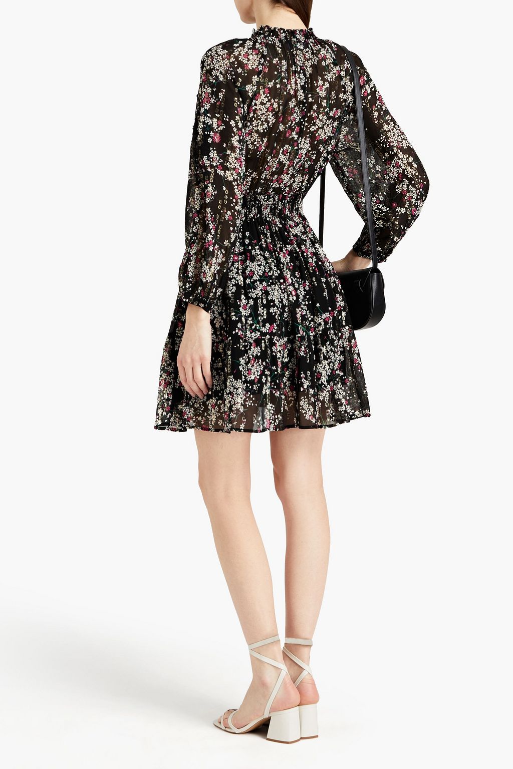CLAUDIE PIERLOT Rajat shirred floral-print chiffon mini dress