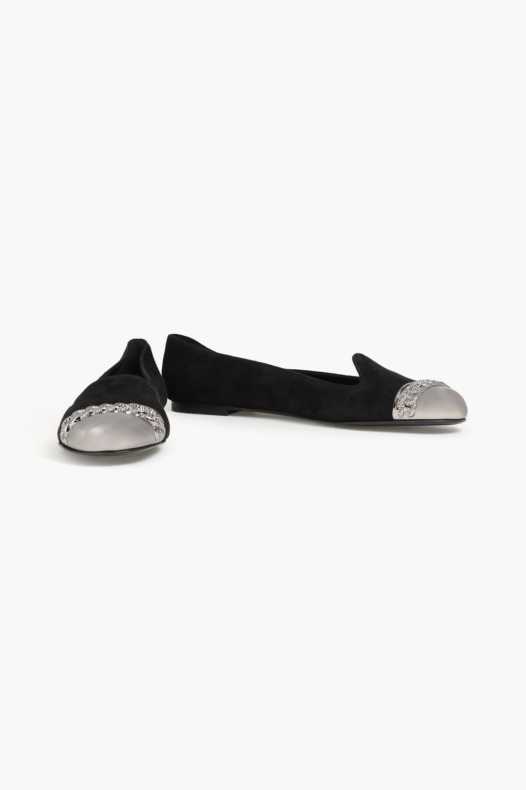 CASADEI Embellished suede slippers