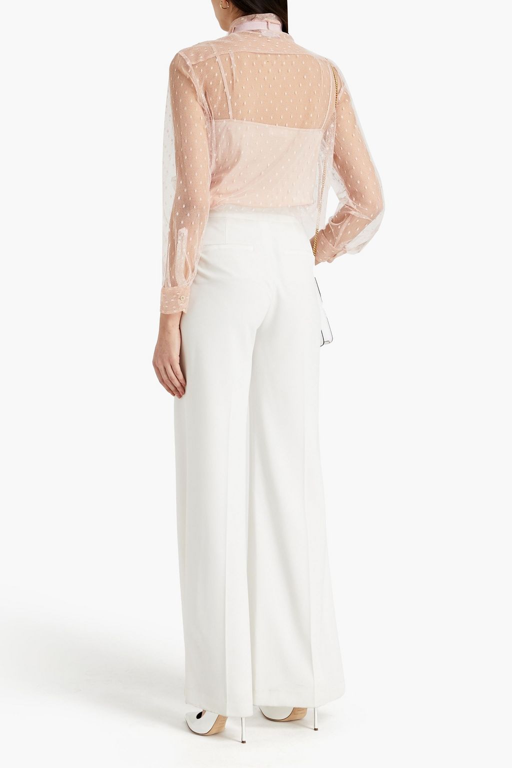 REDVALENTINO Grosgrain-trimmed point d'esprit shirt