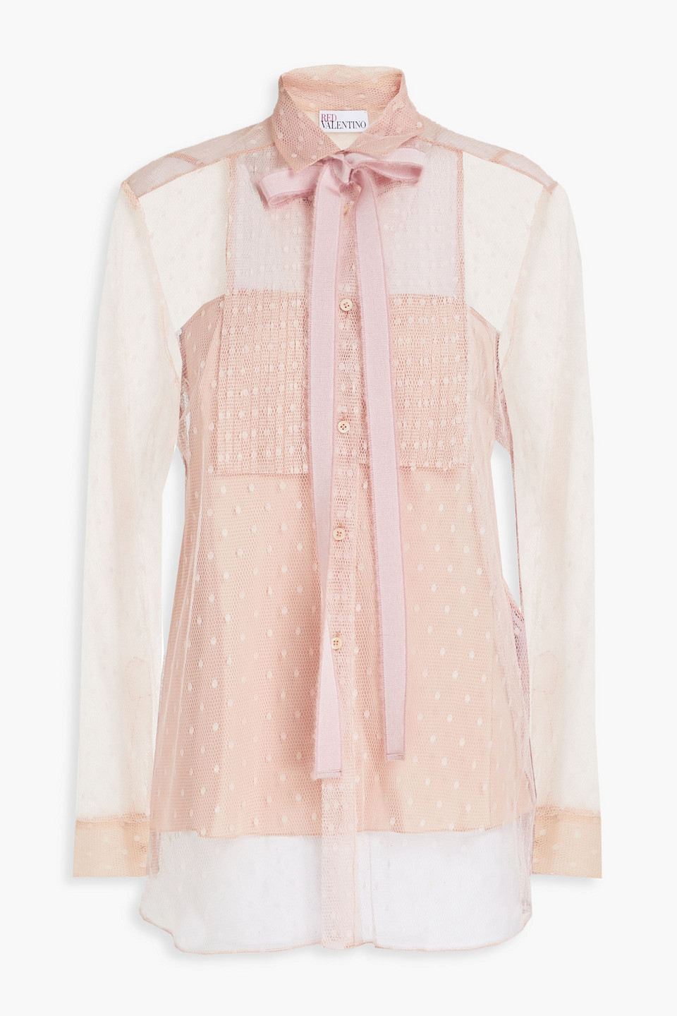 Redvalentino Woman Grosgrain-trimmed Point D'esprit Shirt Blush Size 38