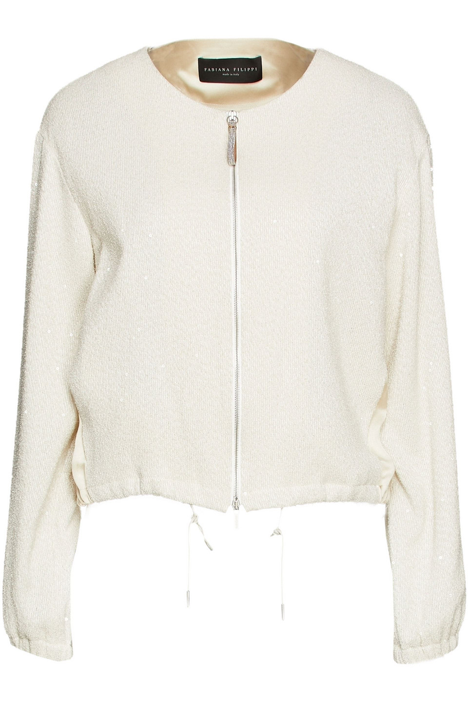 Fabiana Filippi Woman Cropped Embellished Bouclé Jacket Ecru Size 46