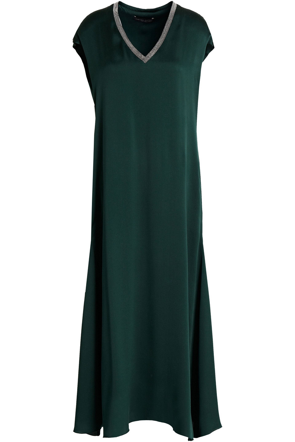 Fabiana Filippi Woman Bead-embellished Silk-satin Midi Dress Forest Green Size 42