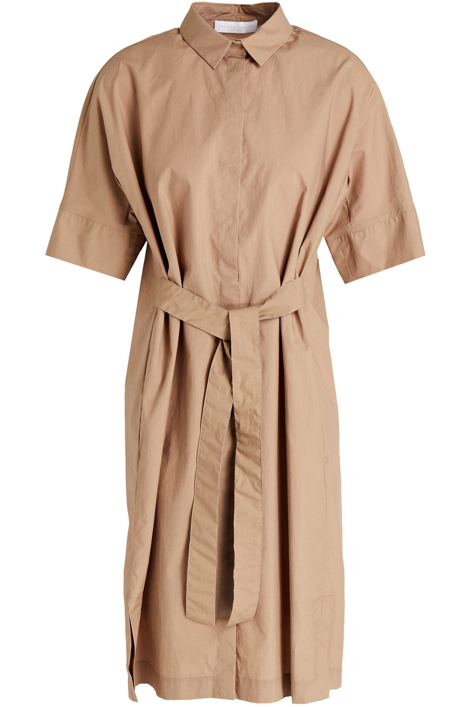 Fabiana Filippi Woman Belted Cotton-poplin Shirt Dress Sand Size 46
