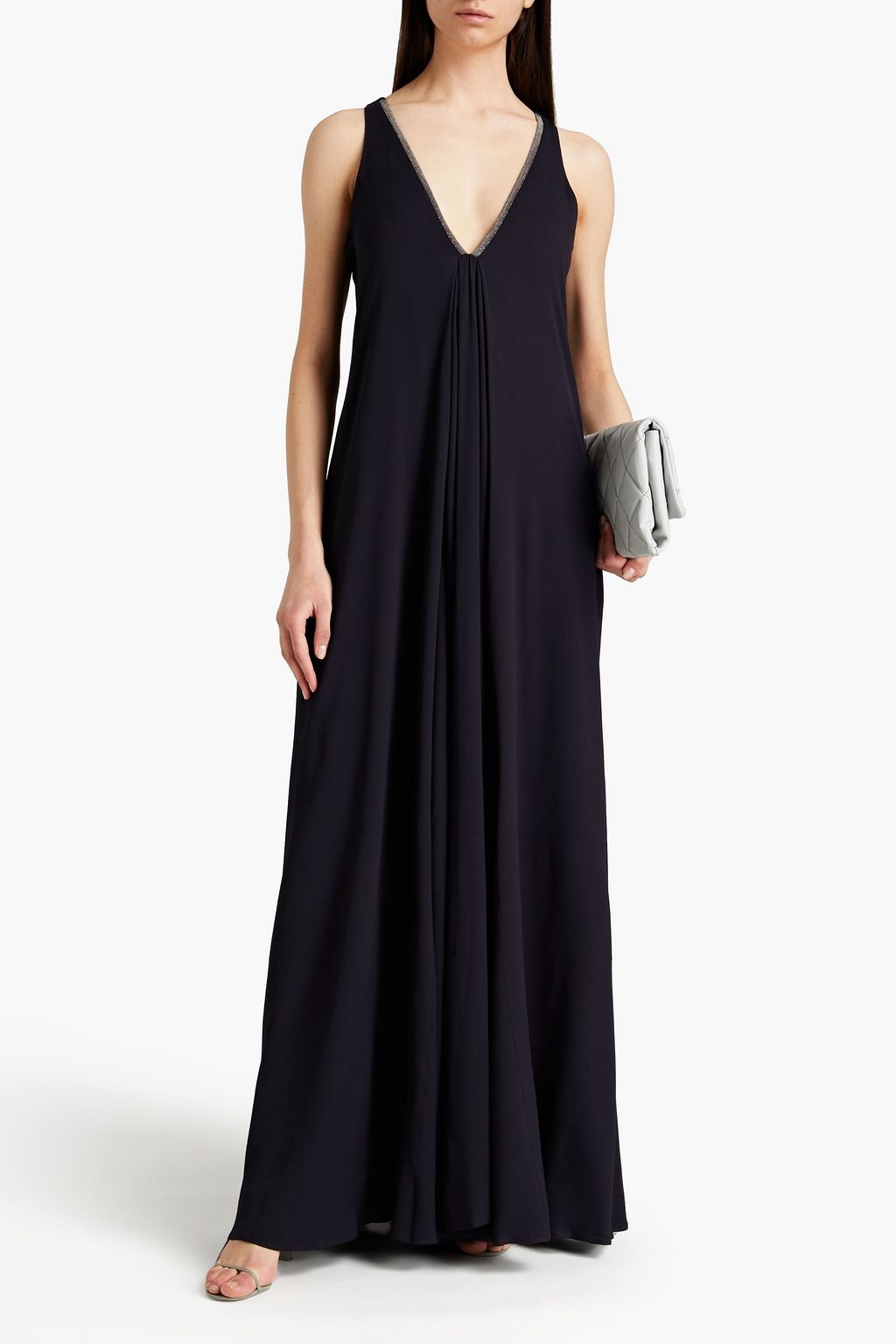 FABIANA FILIPPI Bead-embellished pleated crepe maxi dress