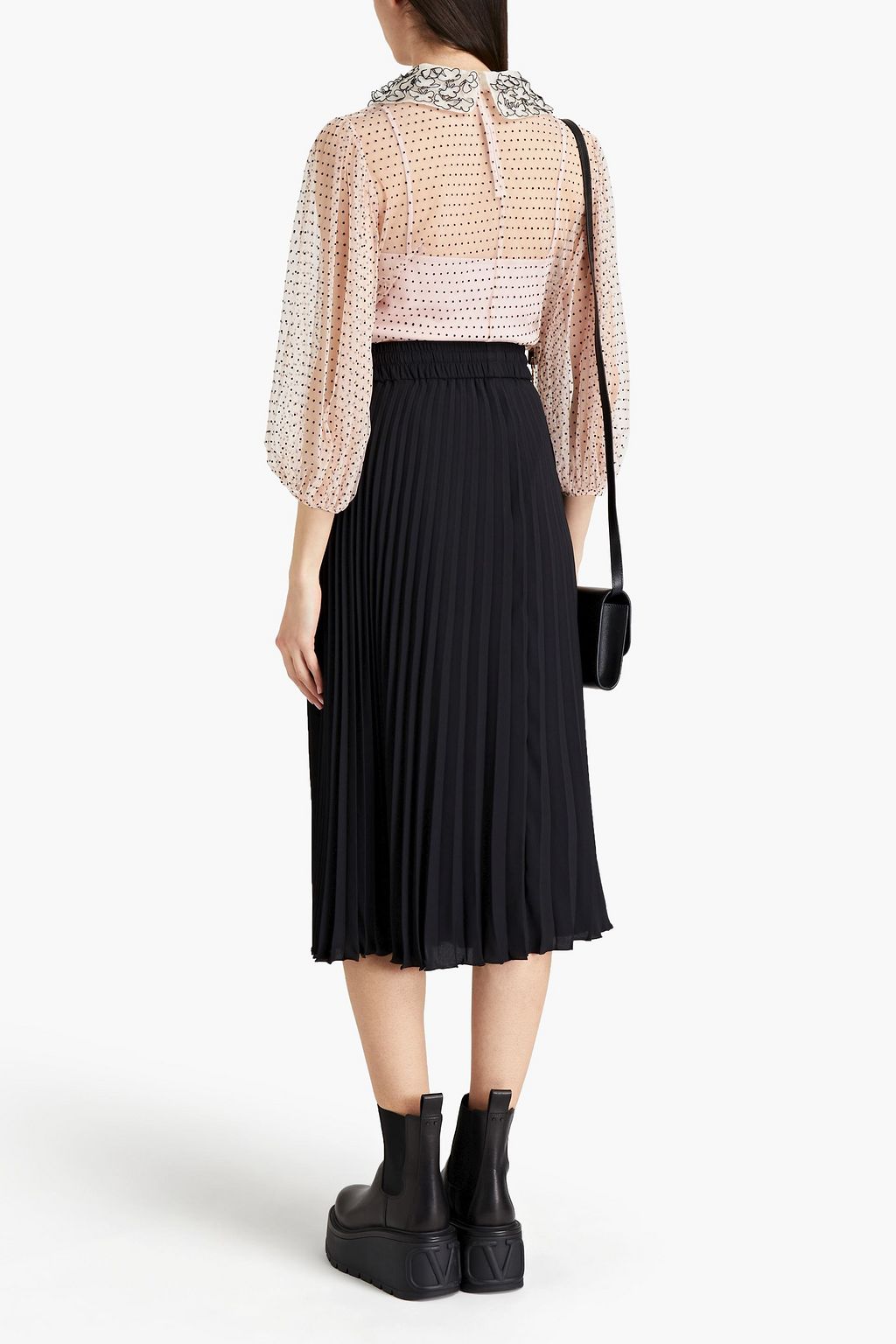 REDVALENTINO Appliquéd flocked tulle blouse