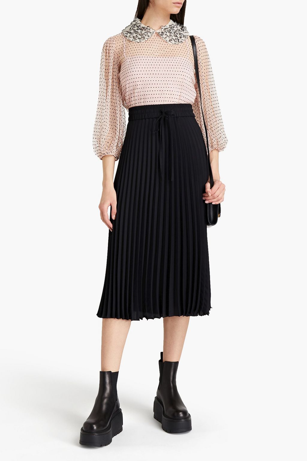 REDVALENTINO Appliquéd flocked tulle blouse