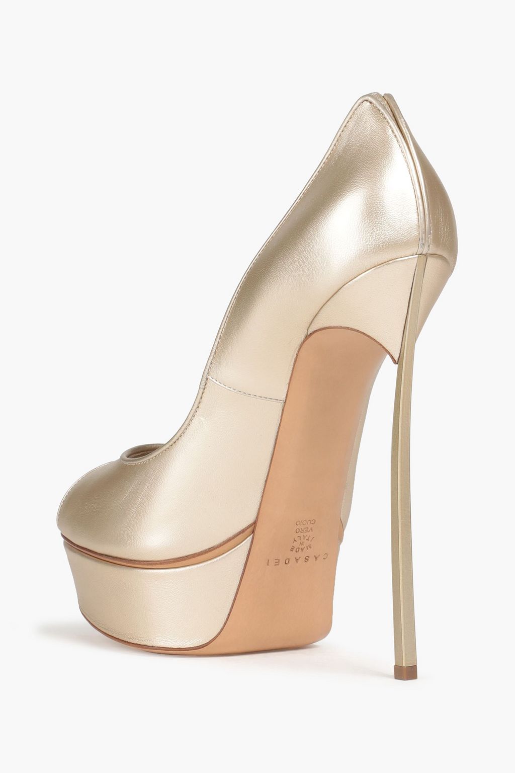 CASADEI Metallic leather platform pumps