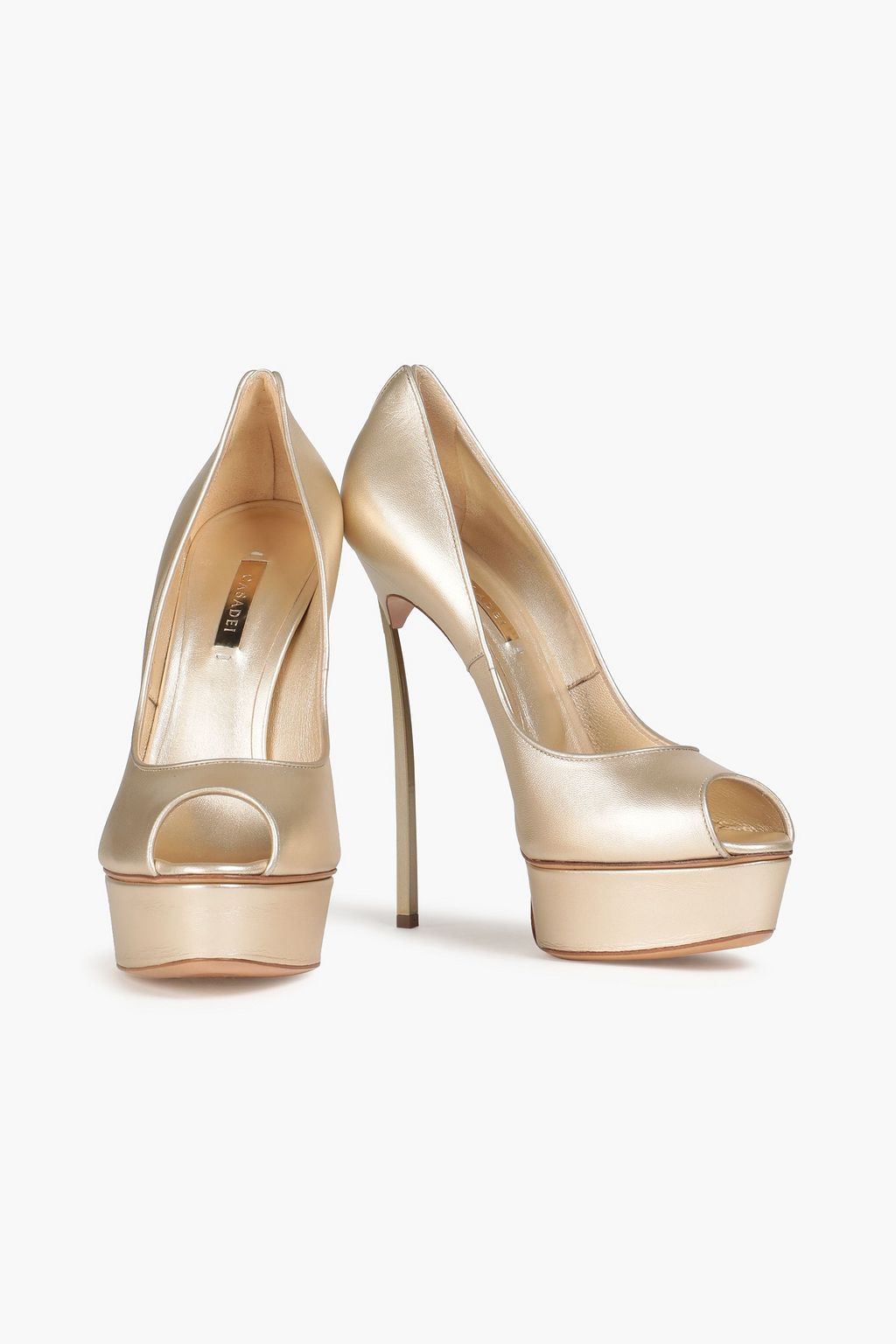 CASADEI Metallic leather platform pumps