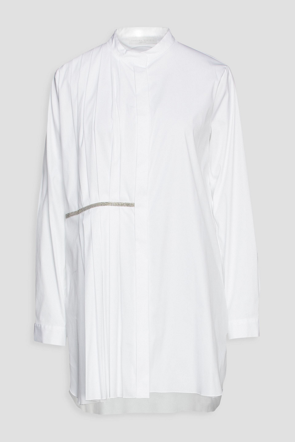 Fabiana Filippi Woman Embellished Pleated Cotton-blend Poplin Top White Size 38