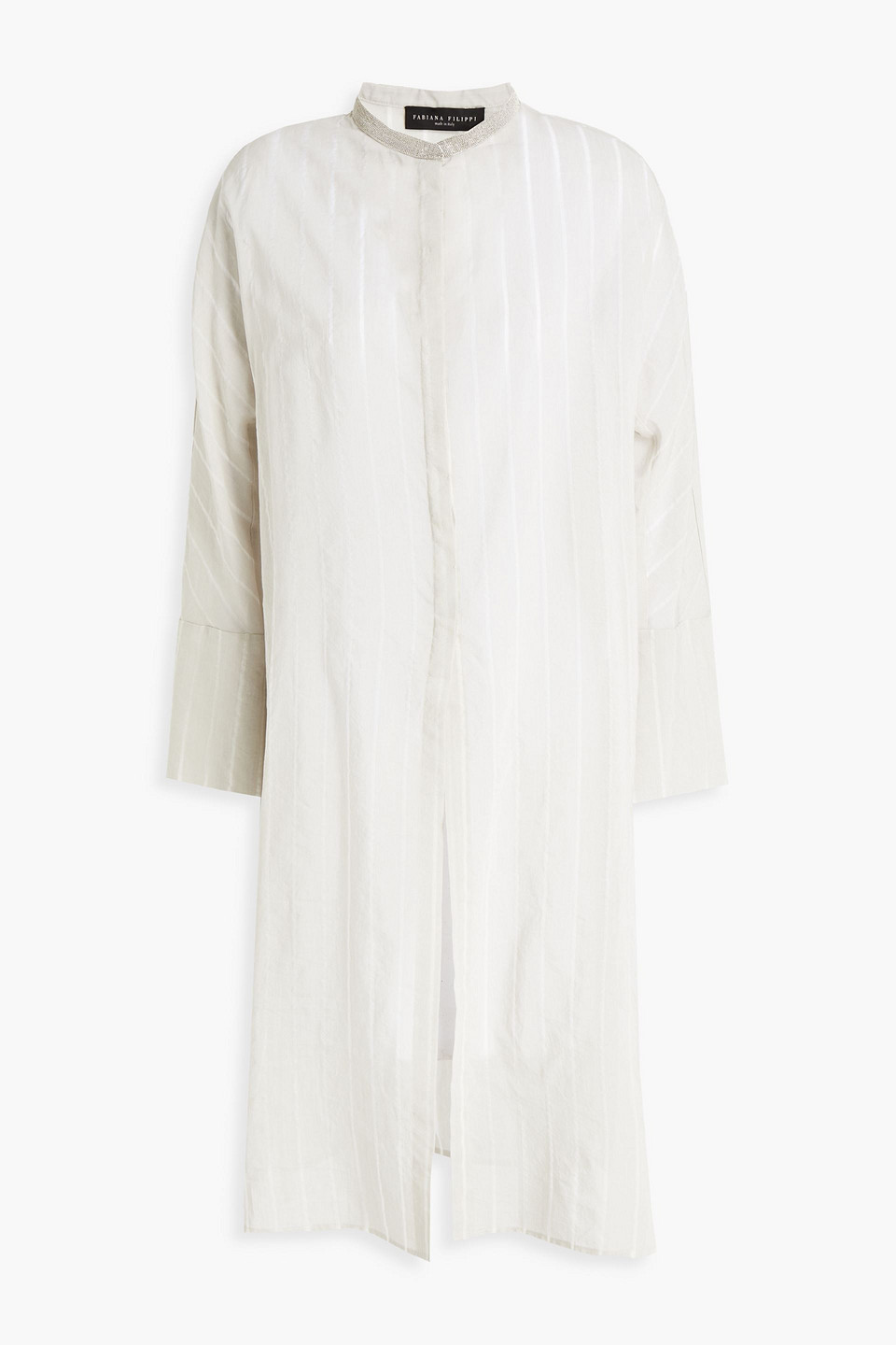 Fabiana Filippi Woman Embellished Striped Cotton And Silk-blend Gauze Blouse Ecru Size 38