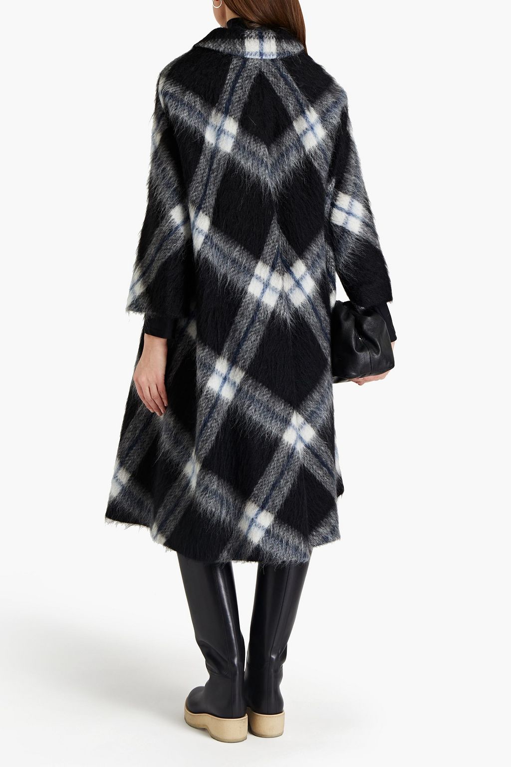 REDVALENTINO Brushed checked wool-blend coat