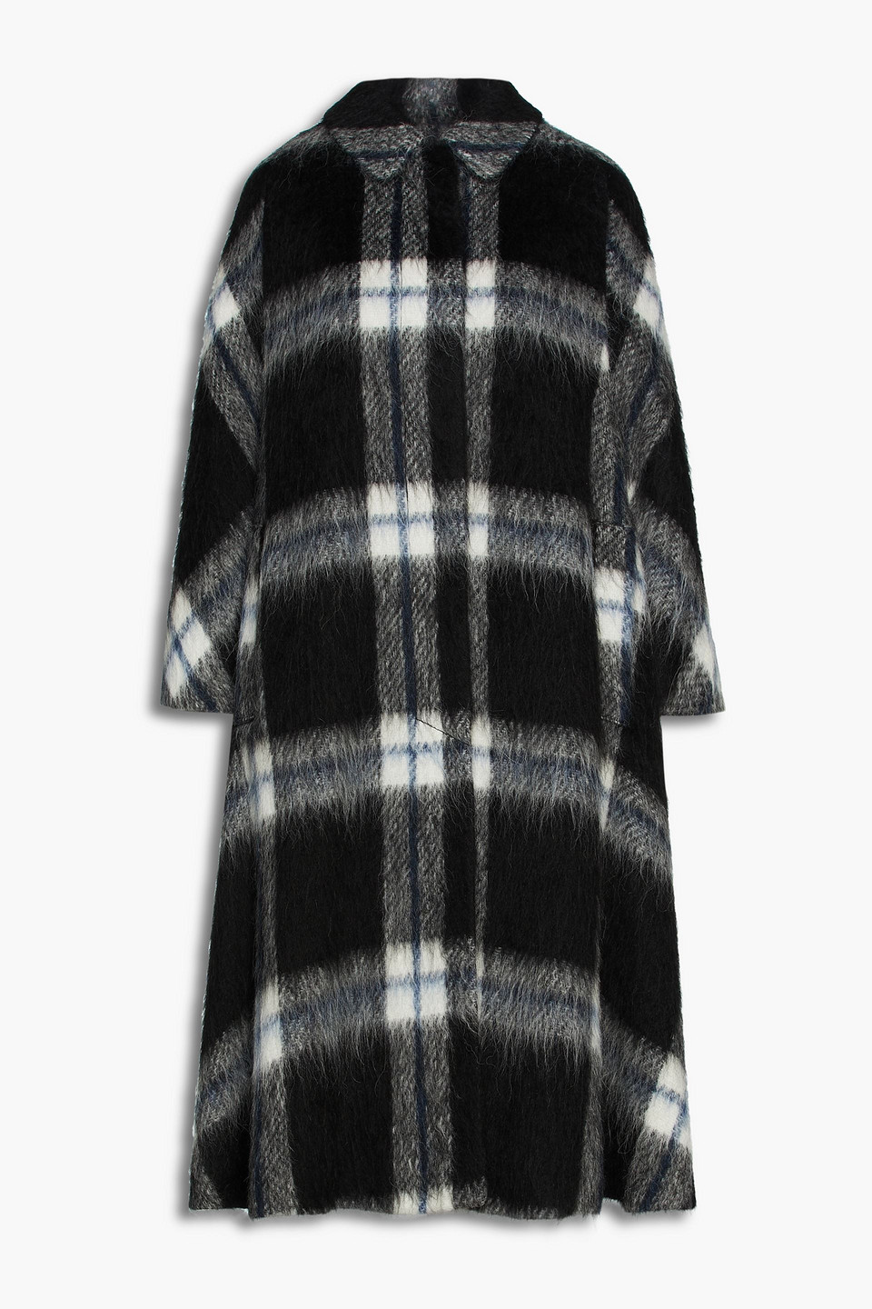 Redvalentino Woman Brushed Checked Wool-blend Coat Black Size 40