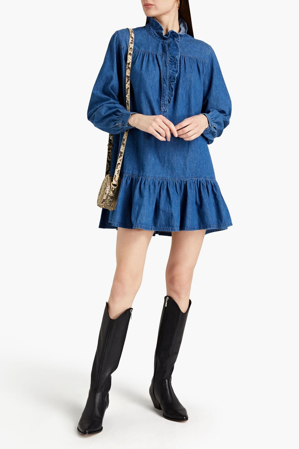 CLAUDIE PIERLOT Rainebis ruffled denim mini dress