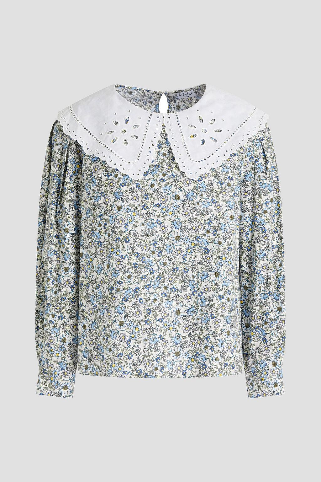 White Baby broderie anglaise-trimmed floral-print cotton blouse | CLAUDIE PIERLOT | THE OUTNET