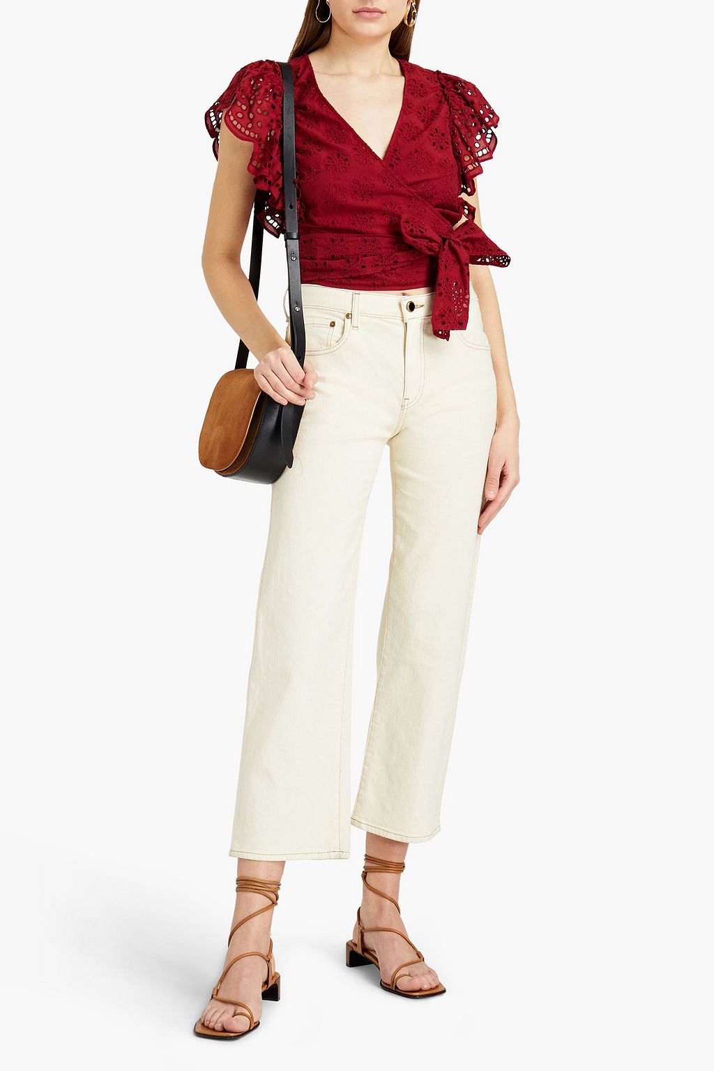 CLAUDIE PIERLOT Blagueuse broderie anglaise cotton wrap top