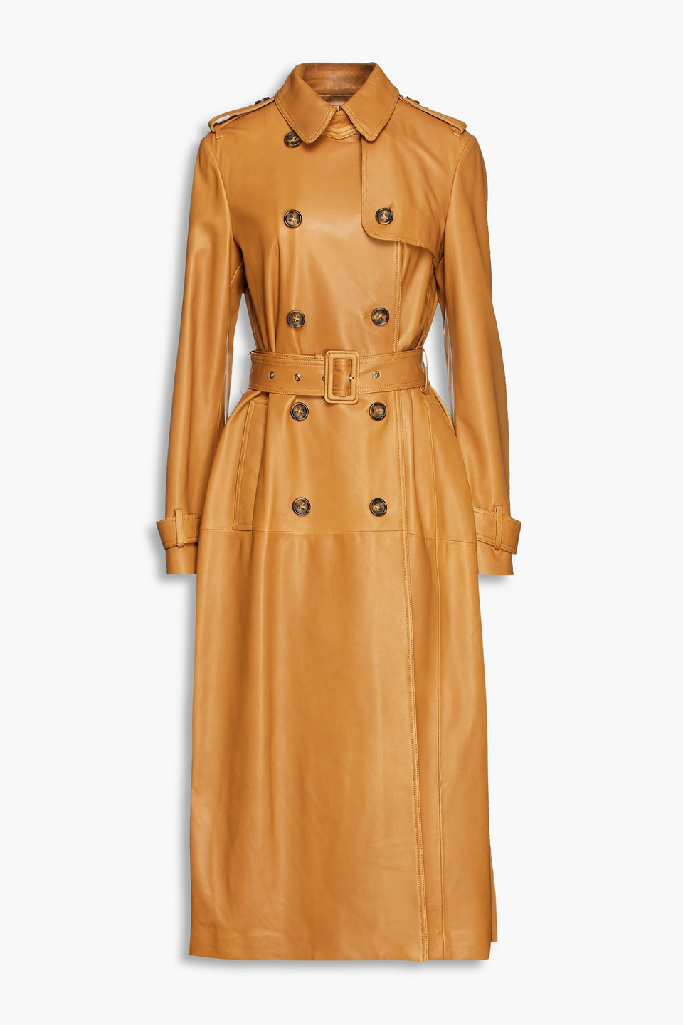 Redvalentino Woman Pleated Leather Trench Coat Camel Size 40