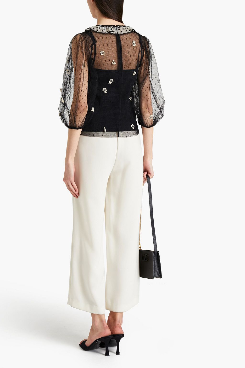 REDVALENTINO Embellished point d'esprit blouse