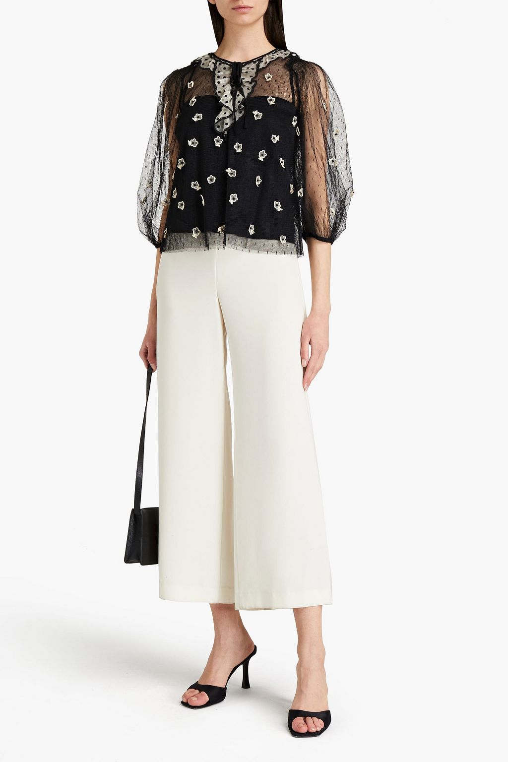 REDVALENTINO Embellished point d'esprit blouse