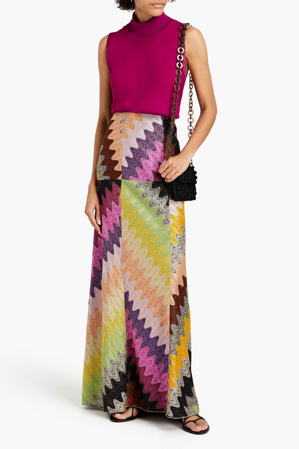 MISSONI Metallic crochet-knit maxi skirt