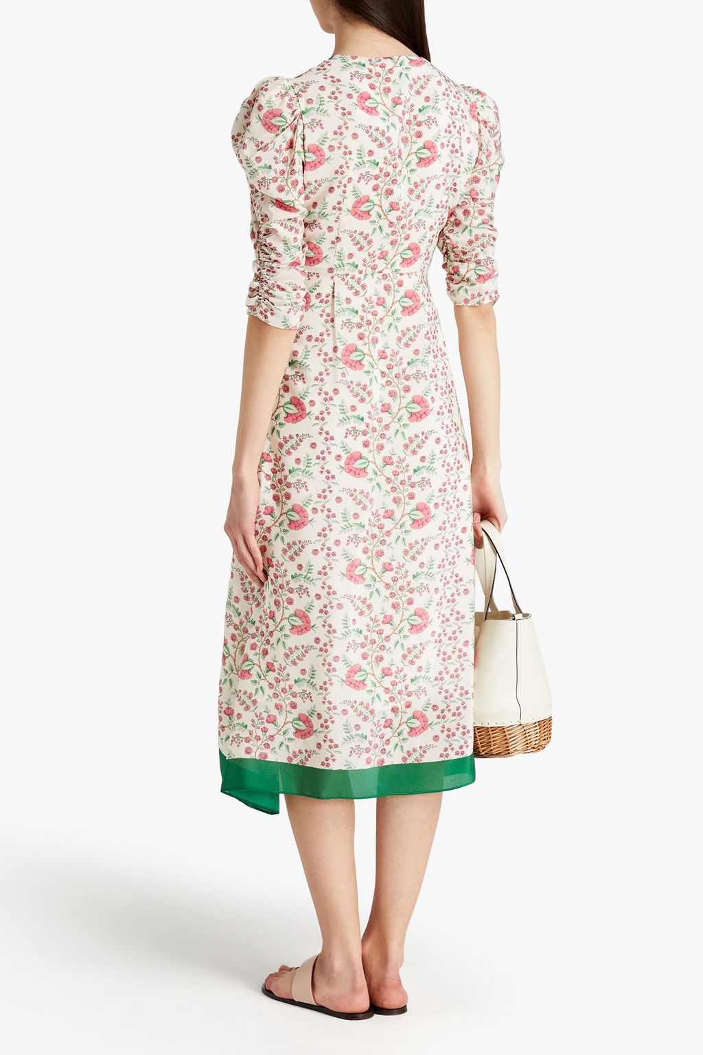 CLAUDIE PIERLOT Rolina asymmetric floral-print silk crepe de chine midi dress