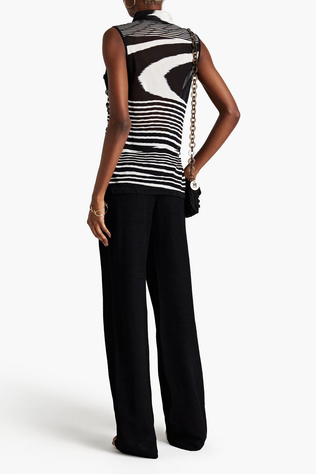 MISSONI Bouclè-trimmed crochet-knit top