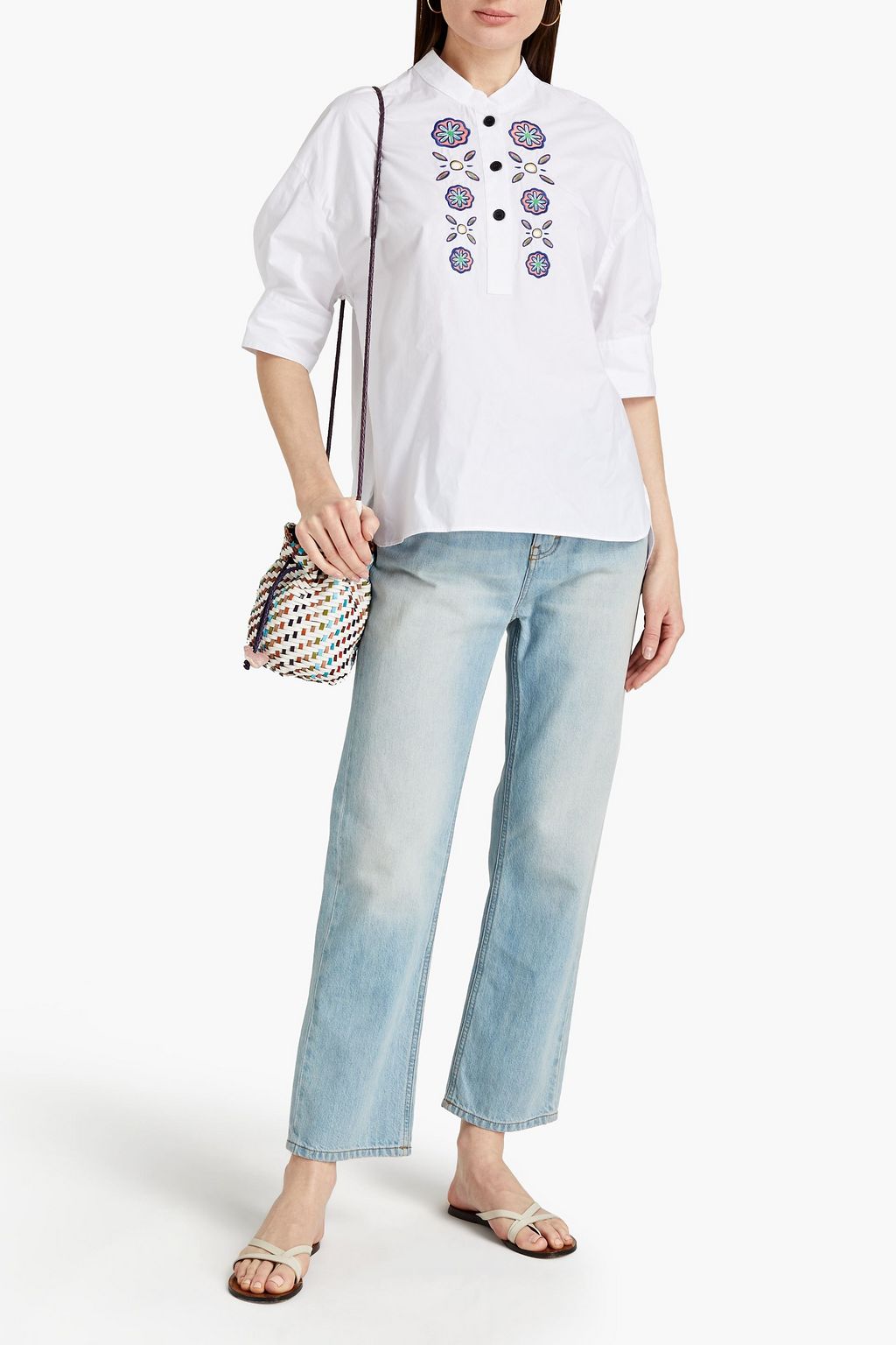 CLAUDIE PIERLOT Bonito embroidered cotton-poplin top