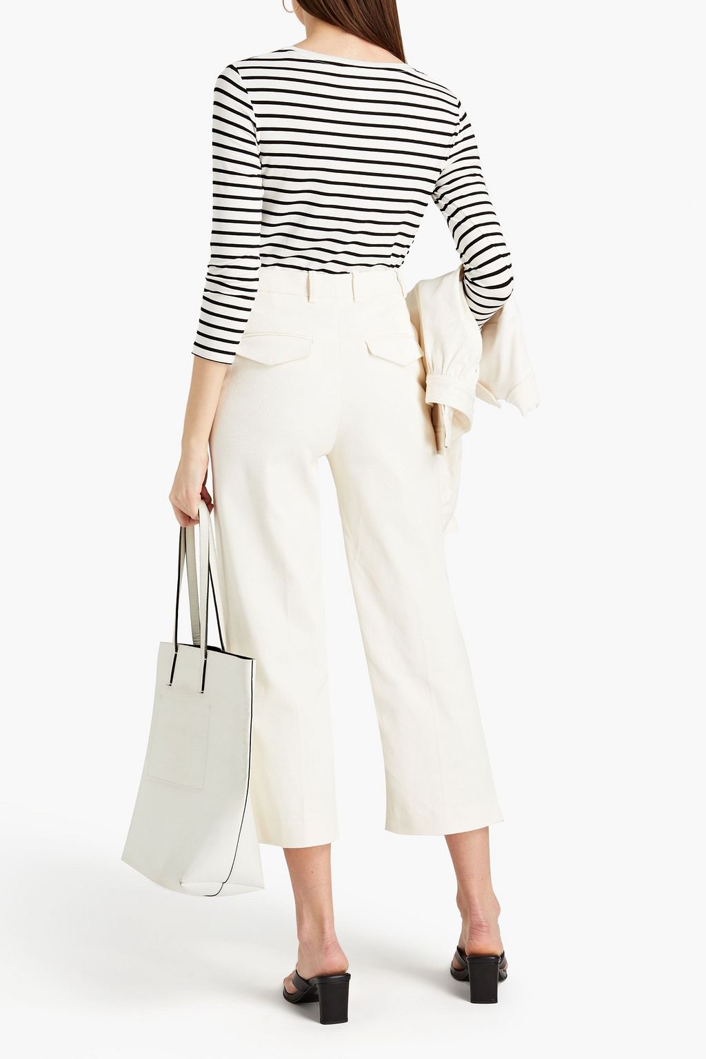 CLAUDIE PIERLOT Cropped cotton-blend drill straight-leg pants