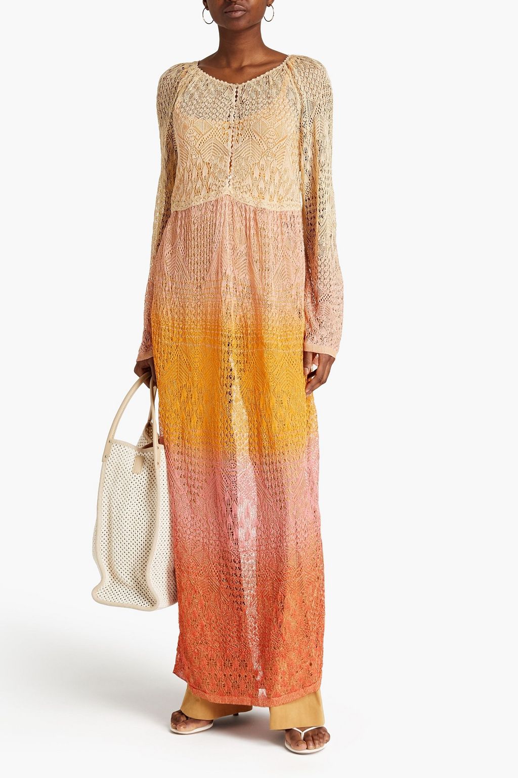 MISSONI Dégradé metallic crochet-knit maxi dress
