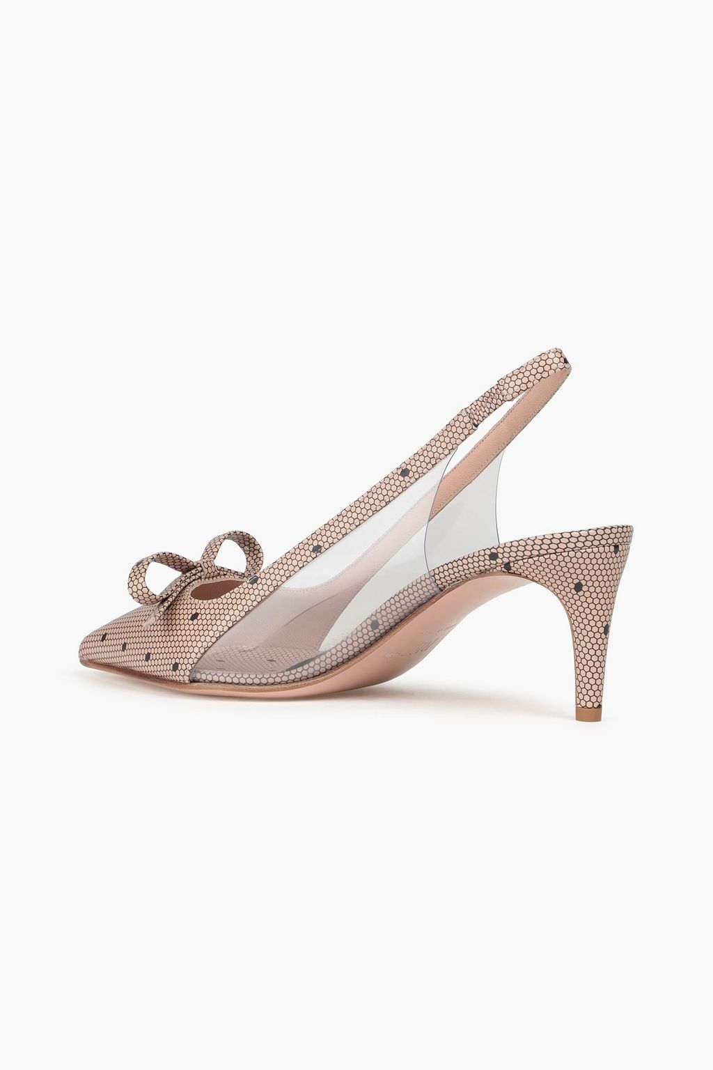 RED(V) PVC-paneled printed leather slingback pumps