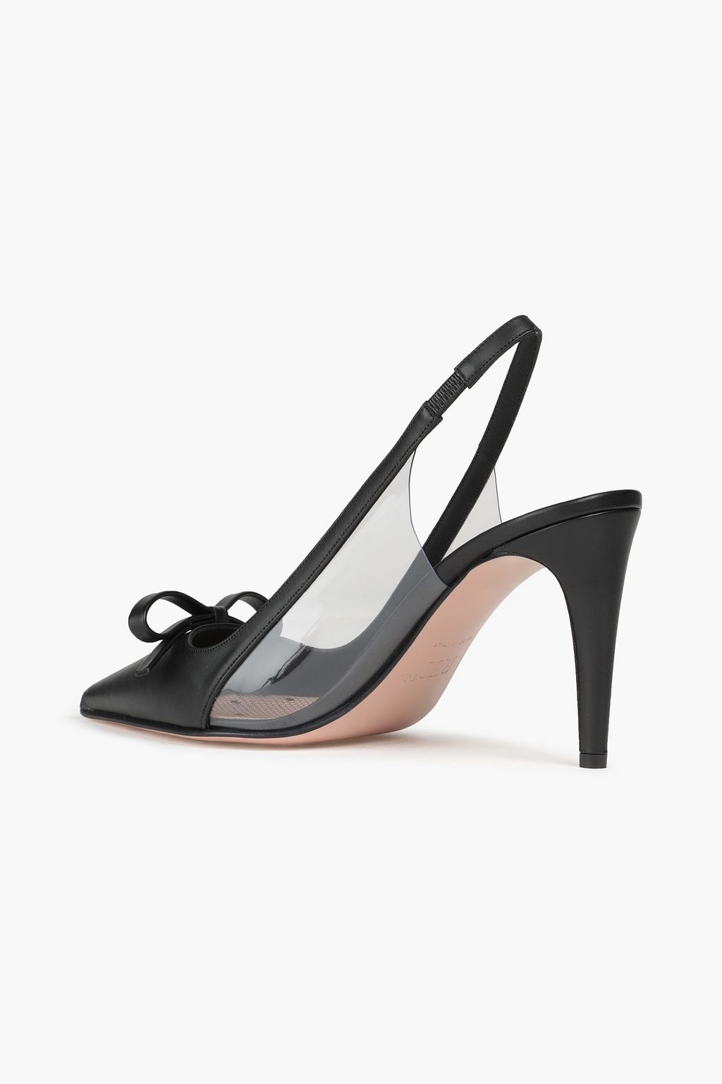 RED(V) Bow-embellished PVC and leather slingback pumps