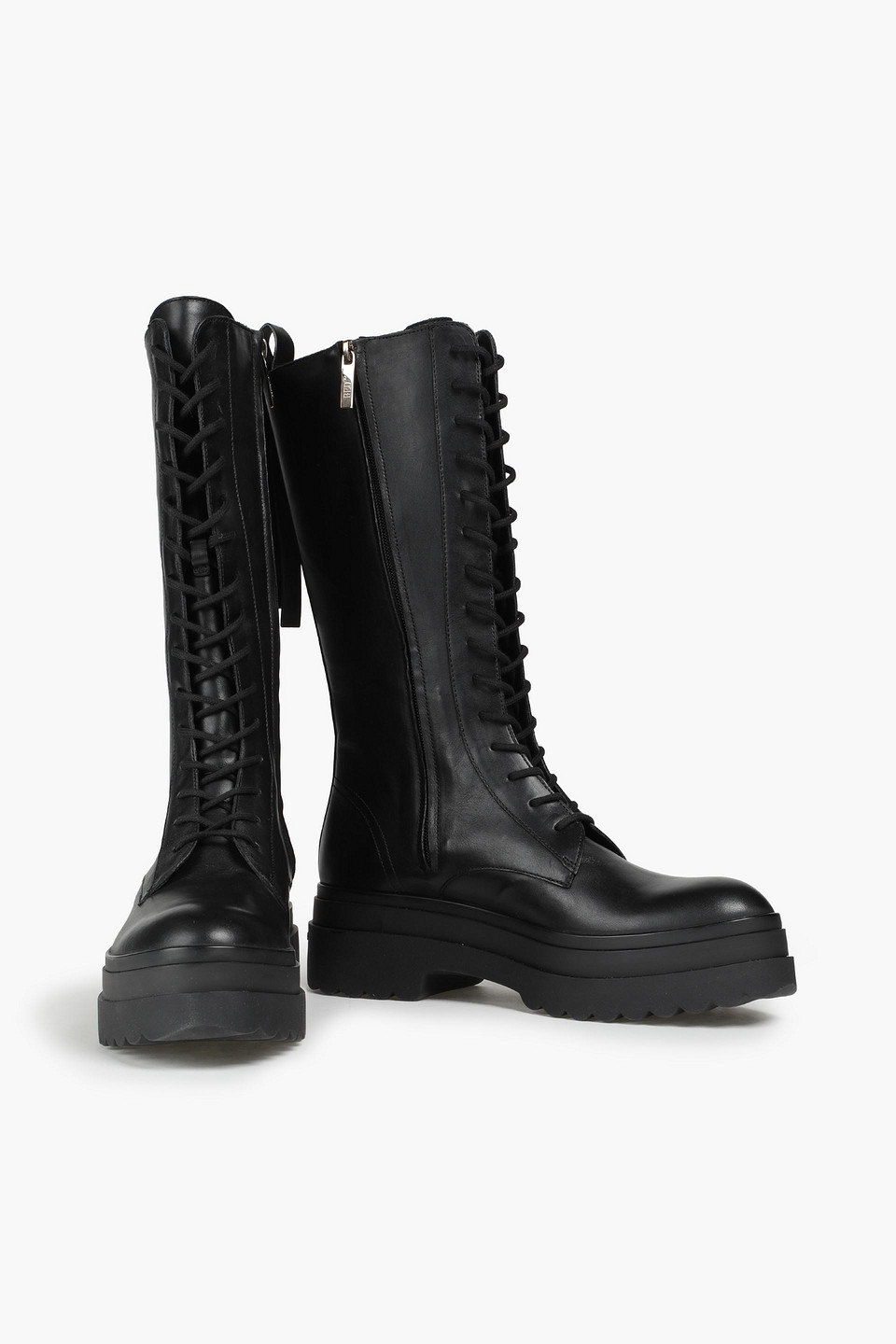 Redv Leather Platform Combat Boots In Black ModeSens