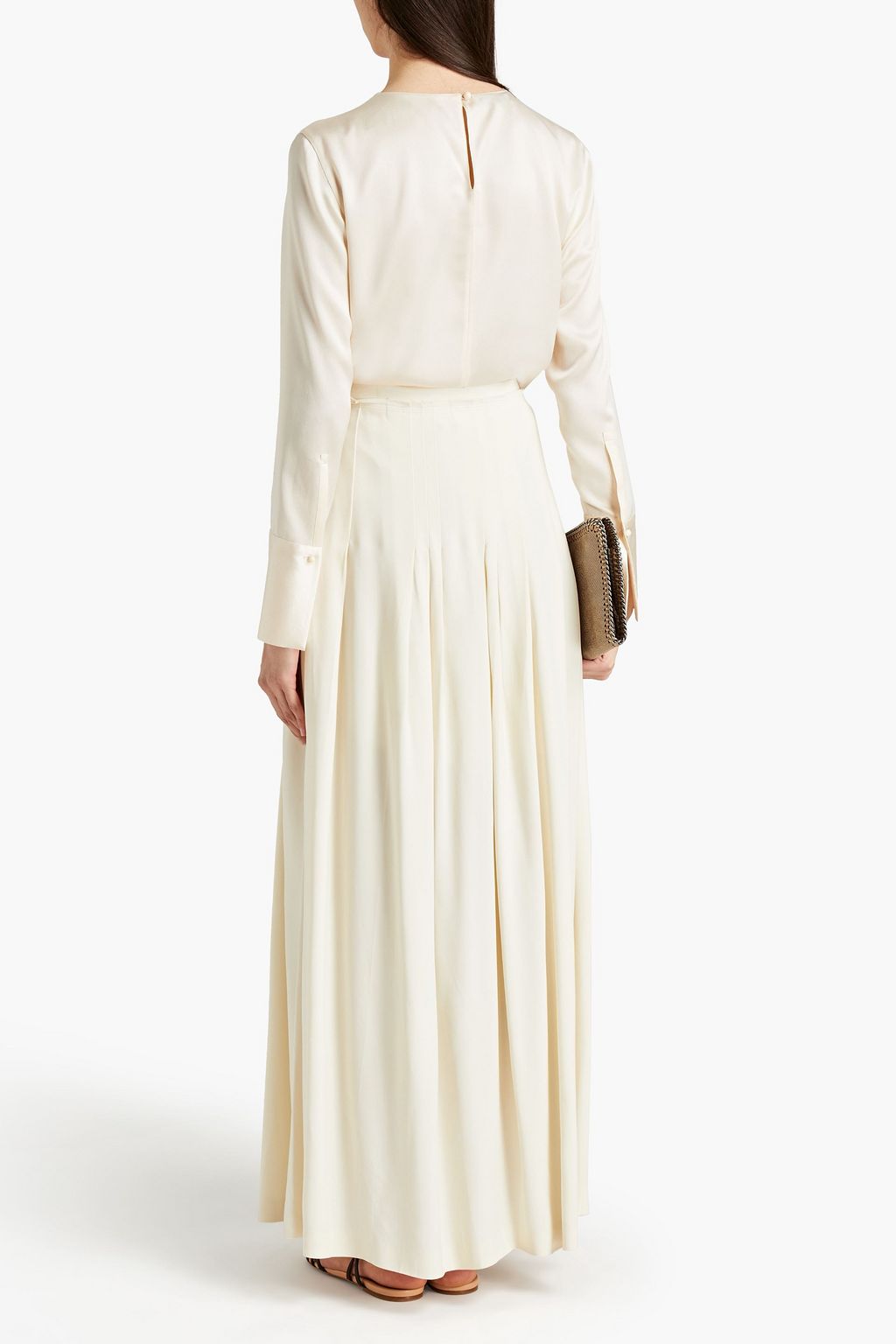 CHLOÉ Pleated crepe maxi wrap skirt