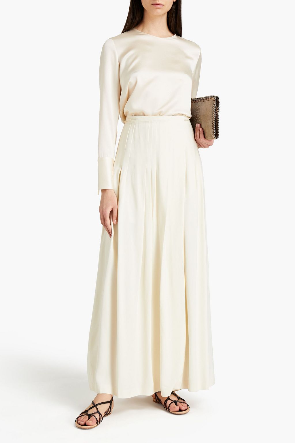 CHLOÉ Pleated crepe maxi wrap skirt