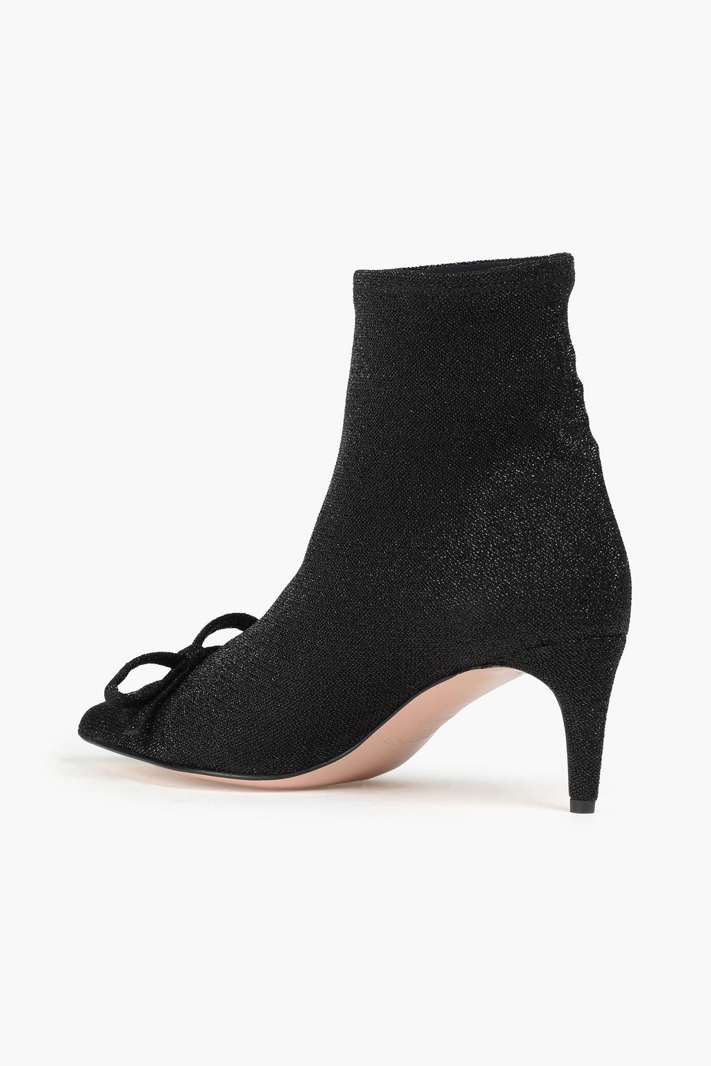 RED(V) Bow-embellished metallic stretch-knit sock boots
